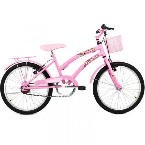 Bicicleta Feminina Dolphin Aro 20 Com Cesta E Garupa - Cor Rosa