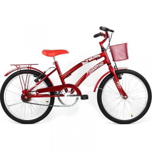 Bicicleta Feminina Dolphin Aro 20 Com Cesta E Garupa - Cor Vermelha