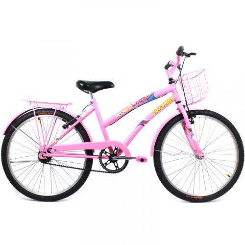 Bicicleta Feminina Dolphin Aro 24 Com Cesta E Garupa - Rosa