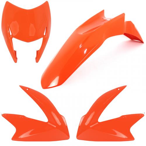 Kit Carenagem Farol Paralama Aba Nxr 150 Bros 2012 Laranja