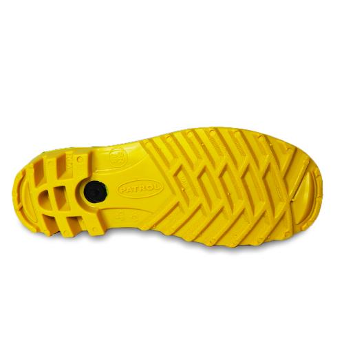 Bota Para Motoqueiro De PVC Solado Amarelo Cano Longo Modelo Patrol