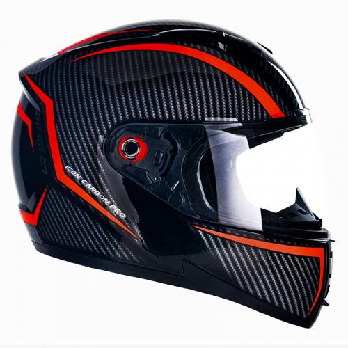 Capacete Peels ICON Carbon PRO Preto Com Vermelho