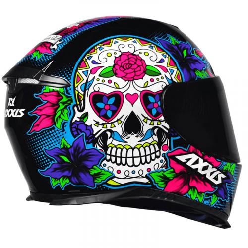 Capacete Axxis EAGLE Skull Preto Com Azul