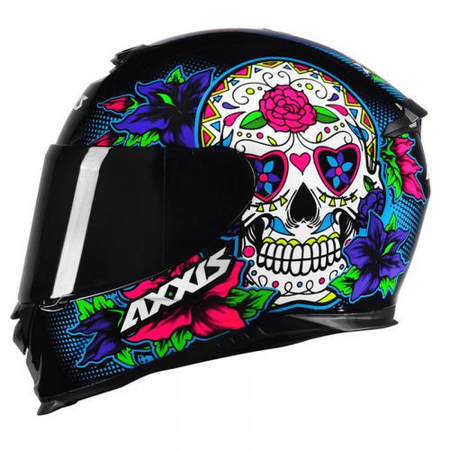 Capacete Axxis EAGLE Skull Preto Com Azul