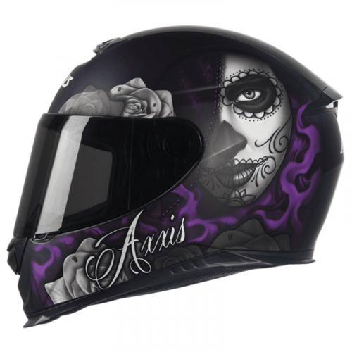 Capacete Axxis EAGLE Lady Catrina Preto Com Violeta