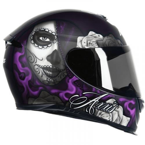 Capacete Axxis EAGLE Lady Catrina Preto Com Violeta