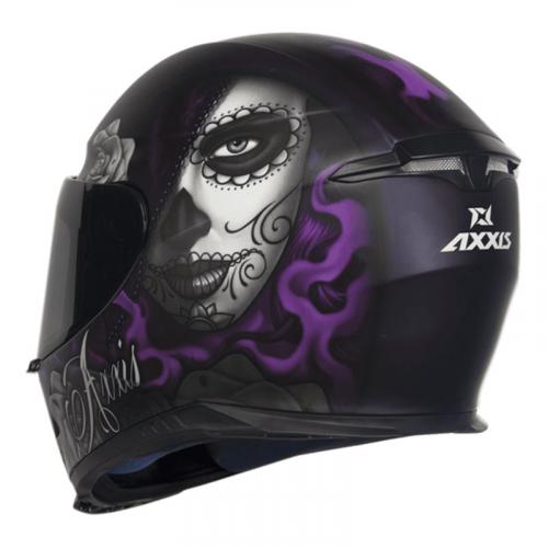 Capacete Axxis EAGLE Lady Catrina Preto Com Violeta