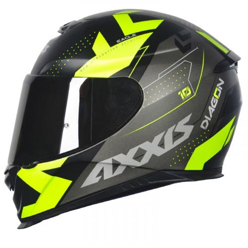 Capacete Axxis EAGLE Diagon MATT Preto Com Amarelo