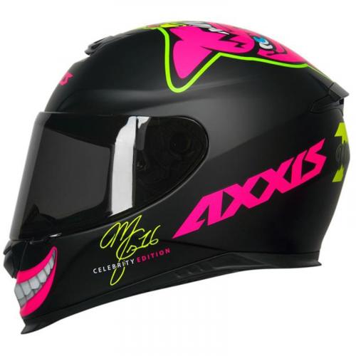 Capacete Axxis MG 16 CELEB MARIANY Preto Com Rosa