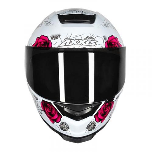 Capacete Axxis EAGLE FLOWERS Branco Com Rosa