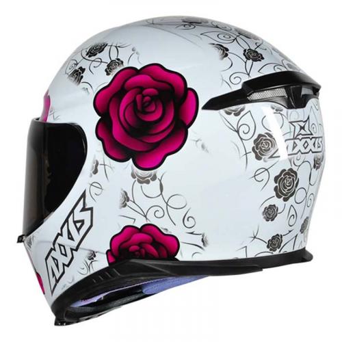 Capacete Axxis EAGLE FLOWERS Branco Com Rosa