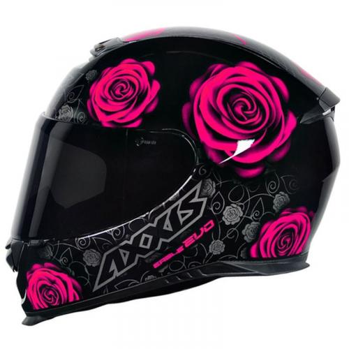 Capacete Axxis EAGLE FLOWERS Preto Com Rosa