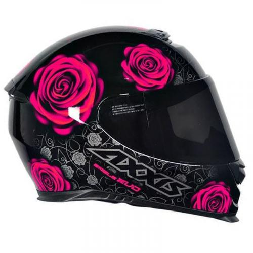 Capacete Axxis EAGLE FLOWERS Preto Com Rosa