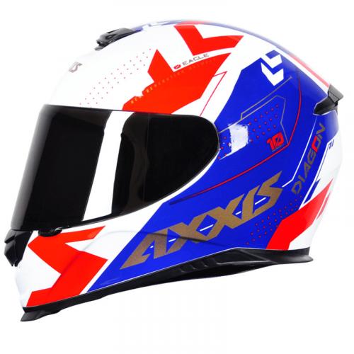 Capacete Axxis DIAGON GLOSS Branco Com Azul