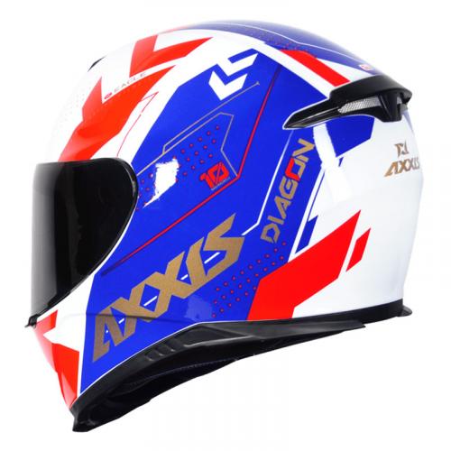 Capacete Axxis DIAGON GLOSS Branco Com Azul