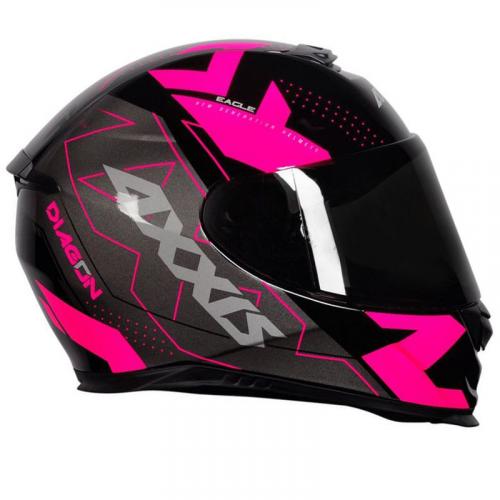 Capacete Axxis DIAGON GLOSS Preto Com Pink