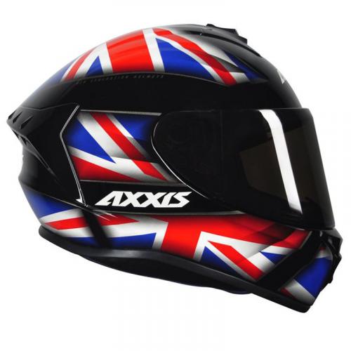 Capacete Axxis Draken UK Preto Vermelho Com Azul