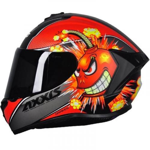 Capacete Axxis Draken BOMB MATT Preto Com Vermelho