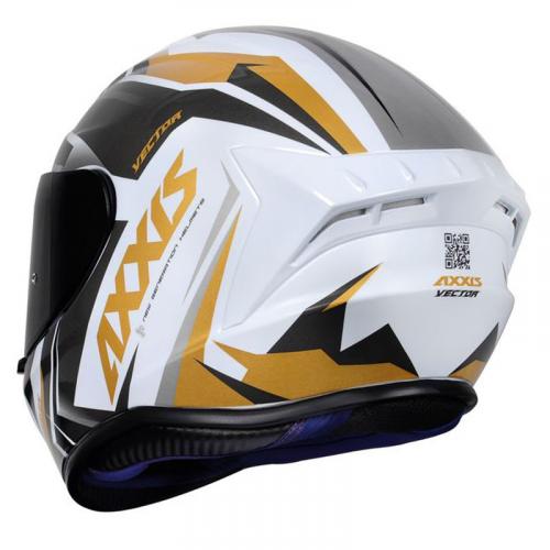 Capacete Axxis Draken VECTOR Branco Com Dourado