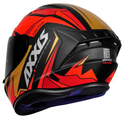 Capacete Axxis Draken VECTOR Preto Com Vermelho e Dourado