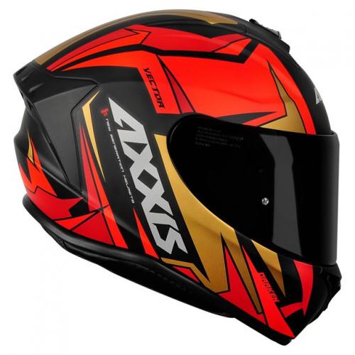 Capacete Axxis Draken VECTOR Preto Com Vermelho e Dourado