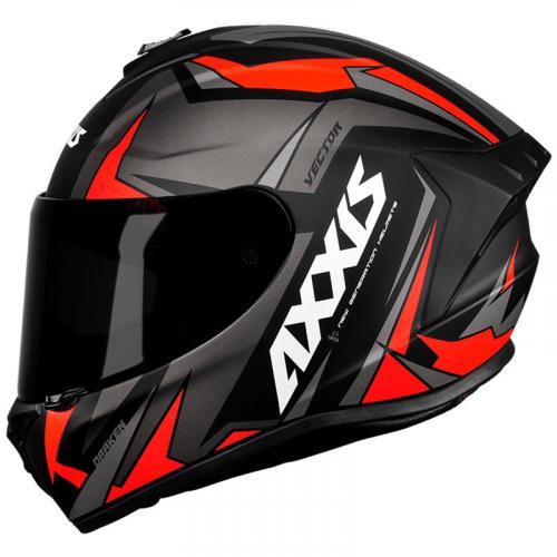 Capacete Axxis Draken VECTOR Preto Com Cinza e Vermelho