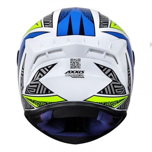 Capacete Axxis Draken TRACER Branco Com Cinza e Azul