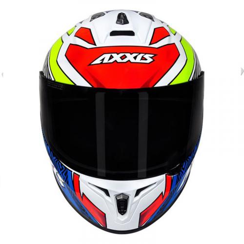 Capacete Axxis Draken TRACER Branco Com Cinza e Azul