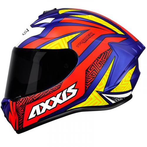 Capacete Axxis Draken TRACER Azul Com Vermelho e Amarelo