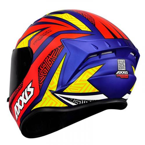 Capacete Axxis Draken TRACER Azul Com Vermelho e Amarelo