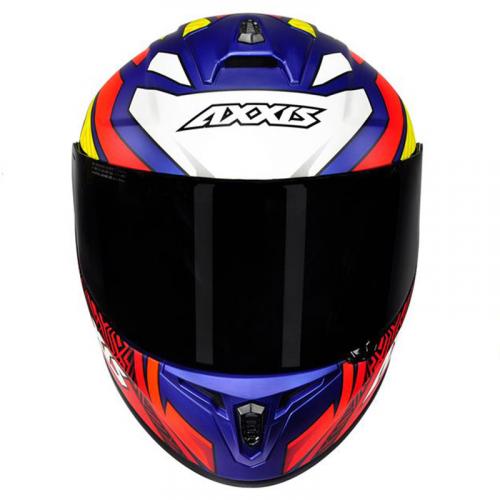 Capacete Axxis Draken TRACER Azul Com Vermelho e Amarelo