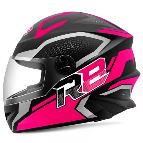 Capacete Pro Tork R8 Air Preto Fosco com Pink