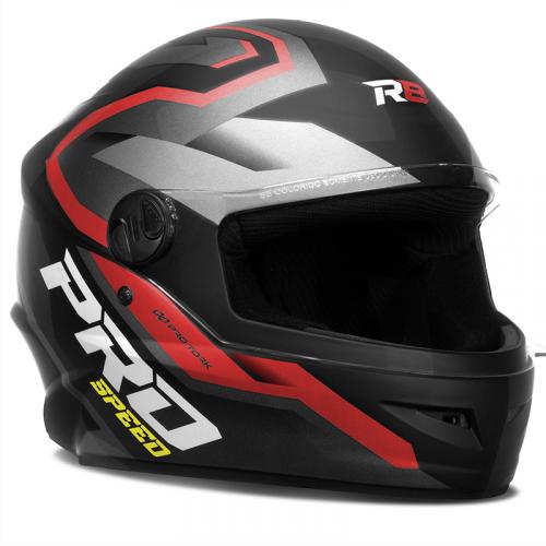 Capacete Pro Tork R8 Pro Speed Preto Fosco Com Vermelho