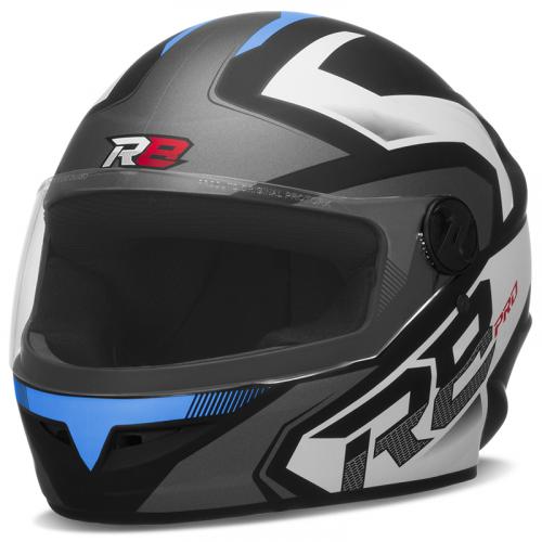 Capacete Pro Tork R8 Pro Preto Fosco Com Azul