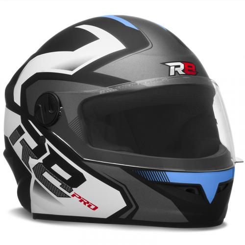 Capacete Pro Tork R8 Pro Preto Fosco Com Azul