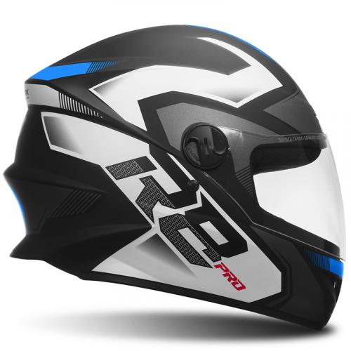 Capacete Pro Tork R8 Pro Preto Fosco Com Azul